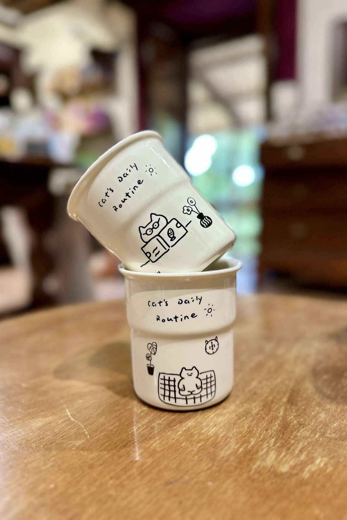 Set 4 mug "cat's daily routine" HIMALAYA | Acquista Online Erba Mistica