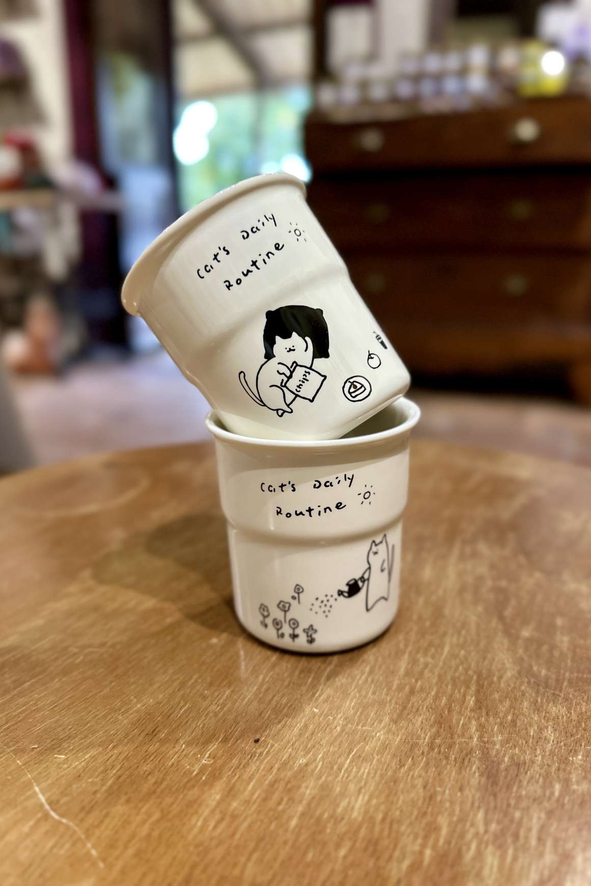 Set 4 mug "cat's daily routine" HIMALAYA | Acquista Online Erba Mistica