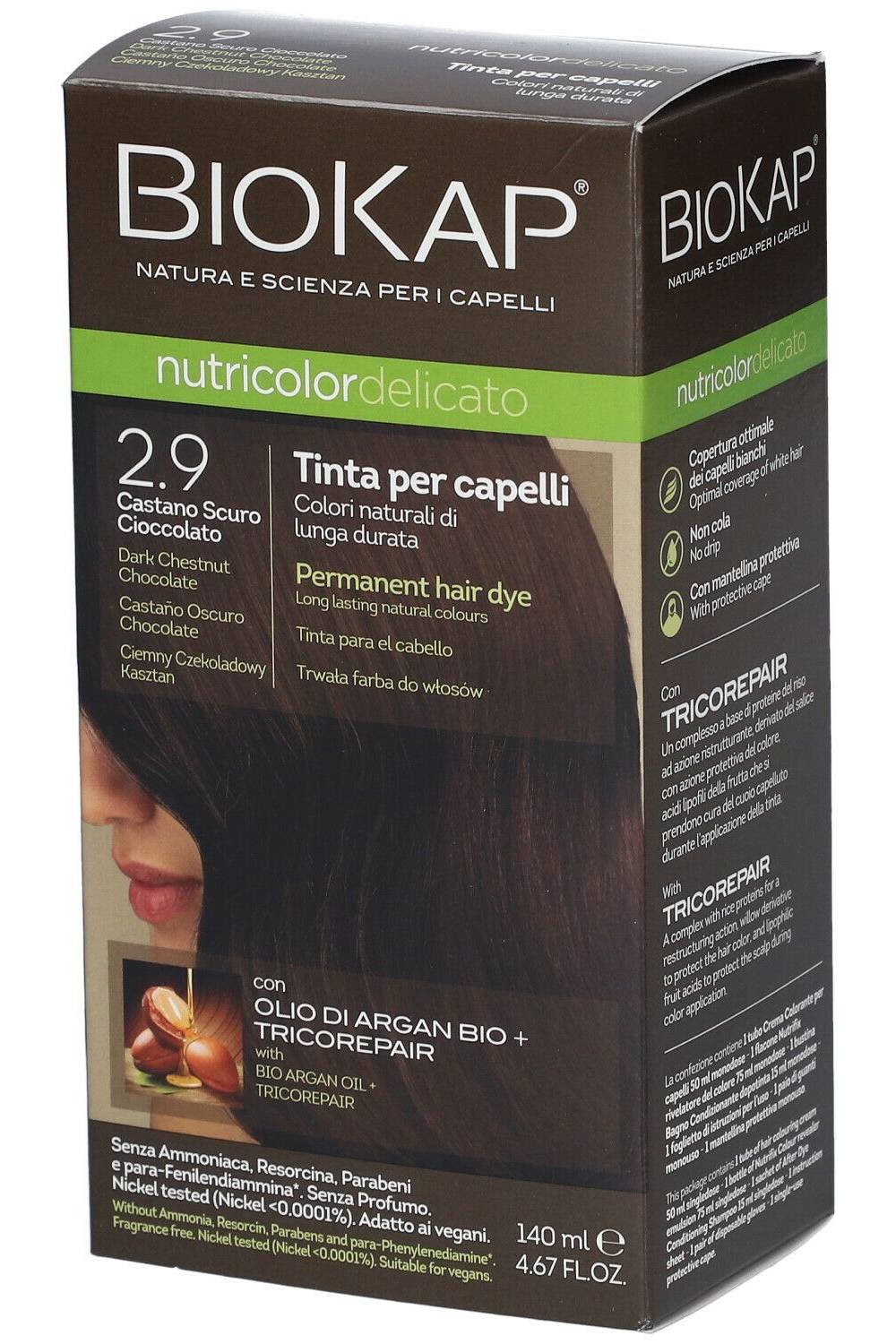 Biokap Nutricolor delicato 2.9 Castano Scuro Cioccolato BIOSLINE | Acquista Online Erba Mistica