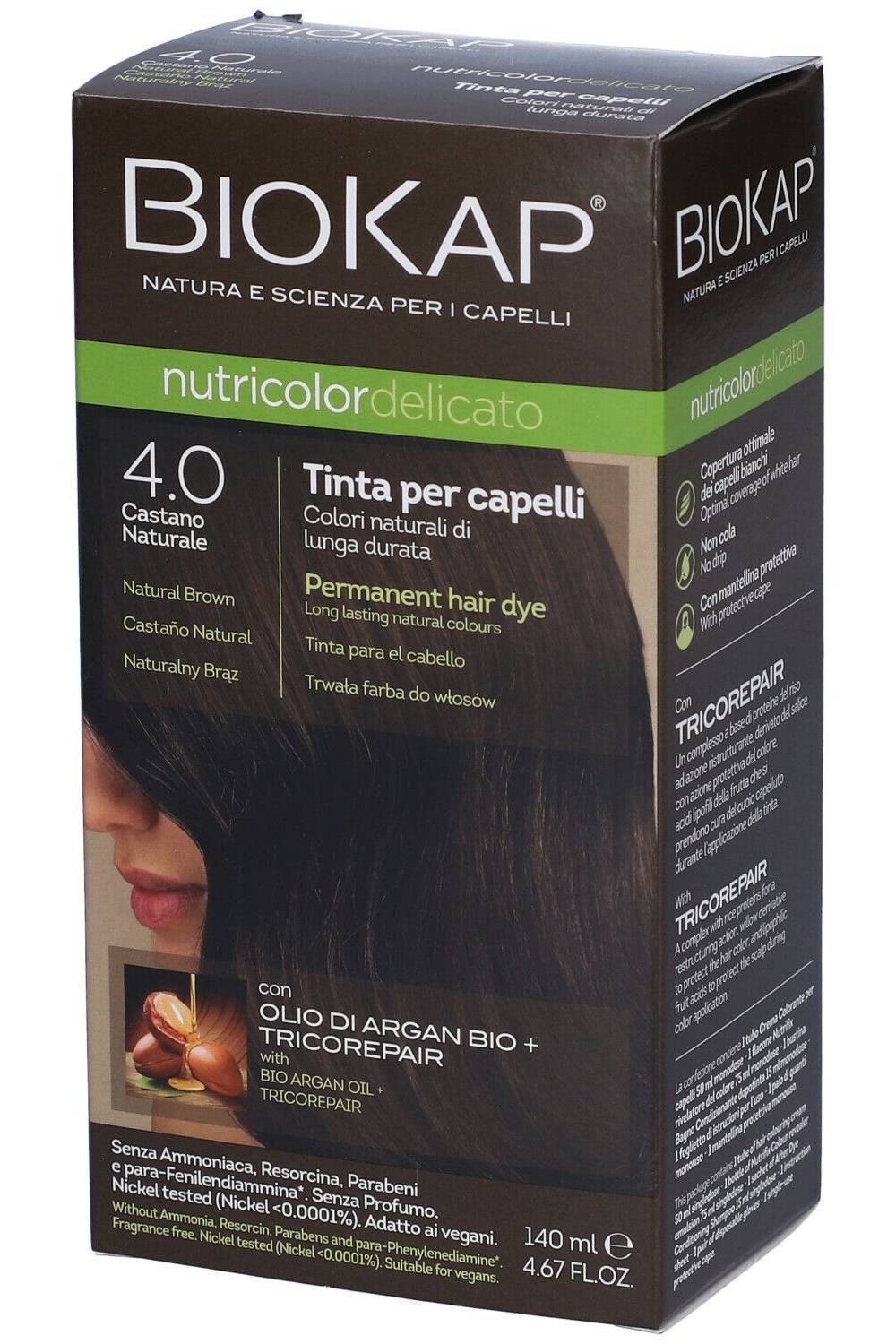 Biokap Nutricolor Delicato 4.00 Castano naturale BIOSLINE | Acquista Online Erba Mistica