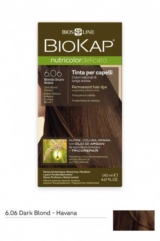 Biokap Nutricolor Delicato 6.06 Biondo Scuro Avana BIOSLINE | Acquista Online Erba Mistica