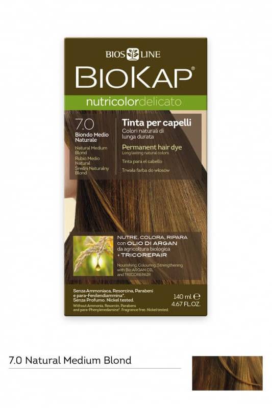 Biokap Nutricolor delicato 7.0 Biondo Medio Naturale BIOSLINE | Acquista Online Erba Mistica