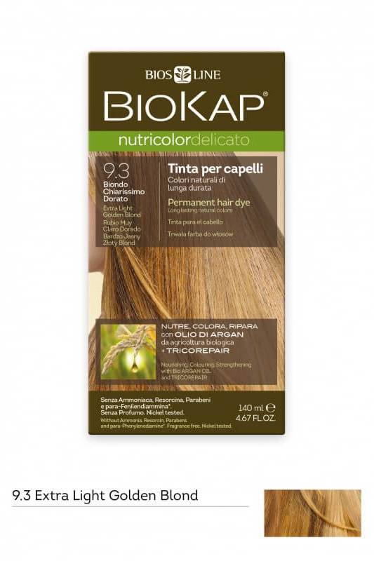 Biokape Nutricolor Delicato 9.3 Biondo chiarissimo dorato BIOSLINE | Acquista Online Erba Mistica