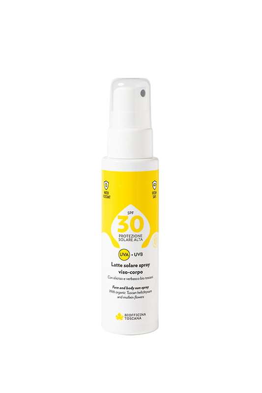 Latte Solare Spray Viso Corpo SPF 30 BIOFFICINA TOSCANA | Acquista Online Erba Mistica